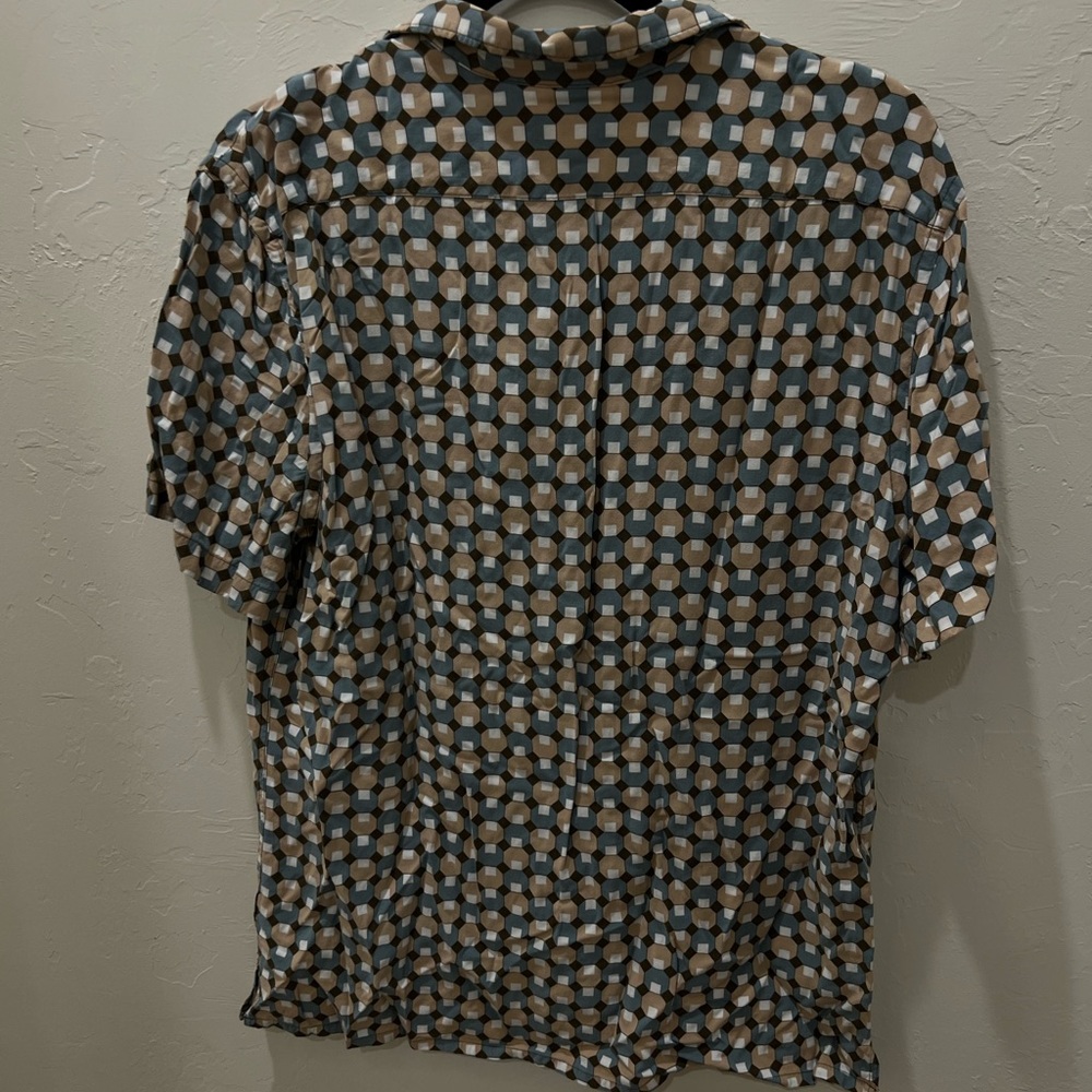 Express Men's Geometric Pattern Shirt - Blue and Tan